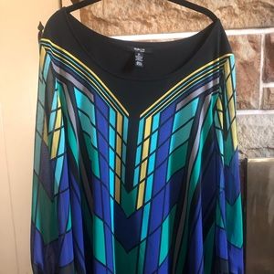 Style&Co stained glass top with sheer sleeves